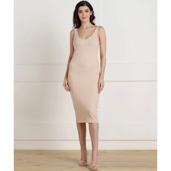 F21 Dusty Rose Ribbed Maxi Dress - size large cleangirl y2k bodycon - Picture 2 of 12
